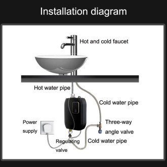 Instant Water Heater Mini Kitchen Quick Heater Household Hand Washing Water Heater UK Plug(Black)