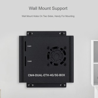 Waveshare Dual Gigabit Ethernet 5G/4G Computer Box with Cooling Fan for Raspberry Pi CM4(US Plug)