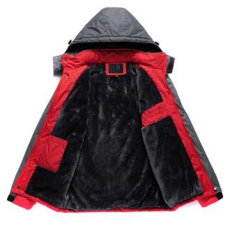 Men Winter Thick Fleece Waterproof Outwear Down Jackets Coats, Size: XXXXL(Black)