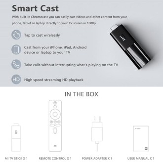 [HK Warehouse] Original Xiaomi Mi Android TV Stick, Quad Core Cotex A53, RAM 1GB + ROM 8GB, Global Version, EU Plug