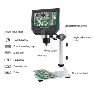 G600A HD Mobile Phone Repair Microscope 4.3 Inch Screen Digital Microscope Electron Microscope(US Plug)