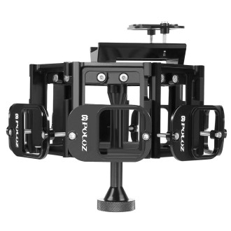 PULUZ  8 in 1 All View Panorama Frame CNC Aluminum Alloy Protective Cage with Screw for GoPro HERO7 /6 /5(Black)