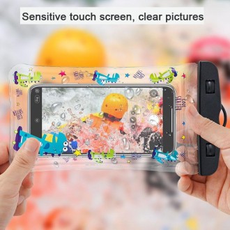 Mobile Phone IPX8 Waterproof Bag Touch Screen Swimming And Diving Case(Cute Dinosaur)