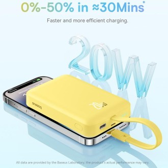 Baseus 10000mAh 20W 8 Pin Magnetic Fast Charging Power Bank(Lemon Yellow)