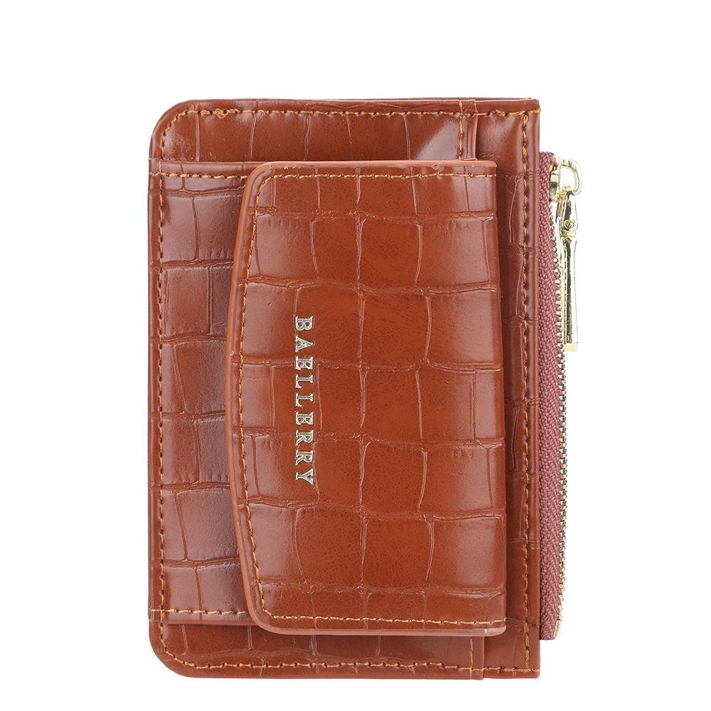 Baellerry Crocodile Pattern Multifunctional Card Holder Small Zipper Coin Purse(Brown)