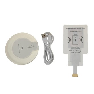 FANTASY Wireless Charger & 8Pin Wireless Charging Receiver , For iPhone 6 Plus / 6 / 5S / 5C / 5(White)