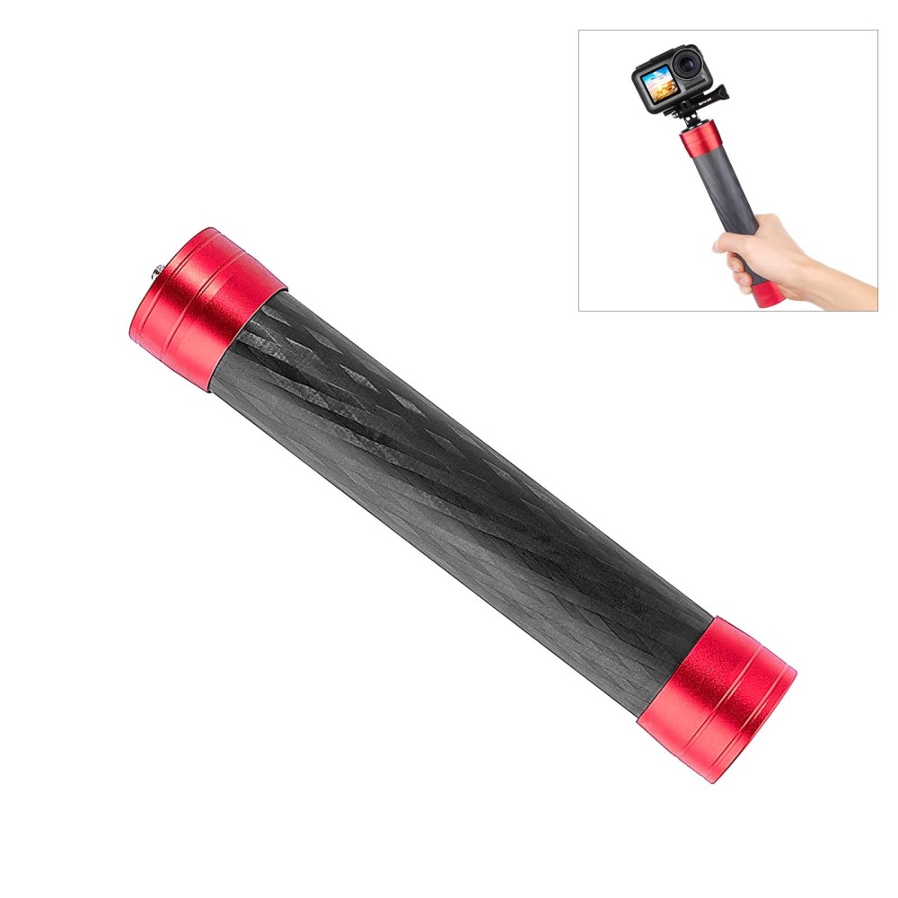 PULUZ 21cm Carbon Fiber Extension Monopod Stick for DJI / MOZA / Feiyu V2 / Zhiyun G5 Gimbal(Red)