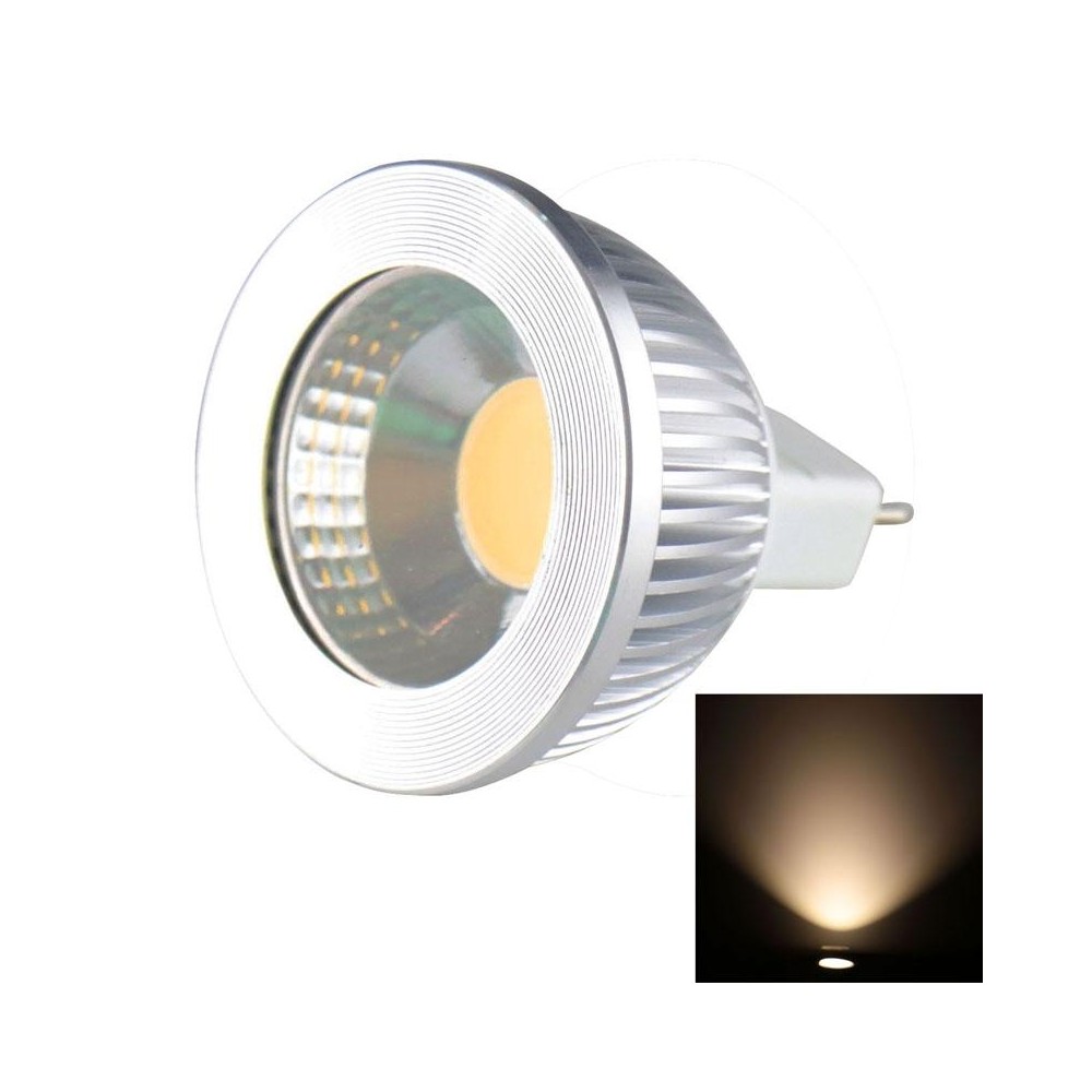 MR16 5W 475LM LED Spotlight Lamp, 1 COB LED, Warm White Light, 3000-3500K, DC 10-18V, Silver Cover