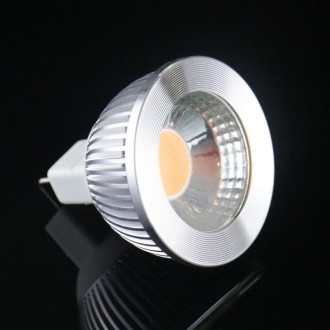 MR16 5W 475LM LED Spotlight Lamp, 1 COB LED, Warm White Light, 3000-3500K, DC 10-18V, Silver Cover