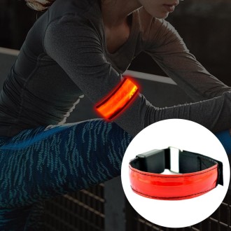 LED Flash Safety Reflective Nylon Light Rechargeable Sports Wrist Belt(Red)