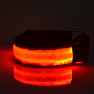 LED Flash Safety Reflective Nylon Light Rechargeable Sports Wrist Belt(Red)