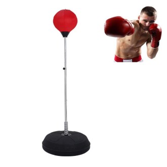 Adult Base Version Height Adjustable Vertical PU Leather Vent Ball Boxing Speed Ball Family Fitness Equipment without Gloves(Red