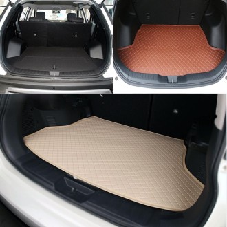 Car Trunk Mat Rear Box Carbon Fiber Mat for Nissan Teana 2019(Light Brown)