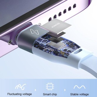 ROMOSS CB256L 1.2m 6A 100W 8 Pin + USB-C/Type-C + Micro USB 3 In 1 Charging Cable(Purple)