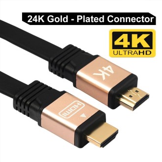 1.5m HDMI 2.0 (4K)  30AWG High Speed 18Gbps Gold Plated Connectors HDMI Male to HDMI Male Flat Cable(Gold)