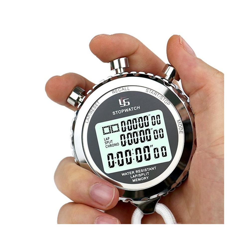 YS Metal Stopwatch 3 Rows Display Running Training Electronic Timers, Style: YS-560 60 Memories