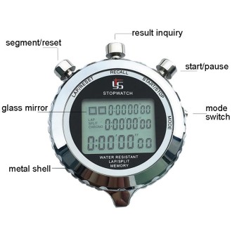 YS Metal Stopwatch 3 Rows Display Running Training Electronic Timers, Style: YS-560 60 Memories