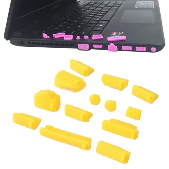 13 in 1 Universal Silicone Anti-Dust Plugs for Laptop(Yellow)