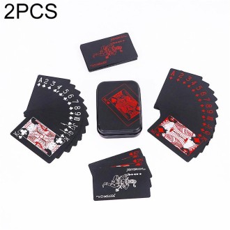 2 PCS Plastic Waterproof PVC Poker Cards, Size:5.7 x 8.7cm(Red+White)