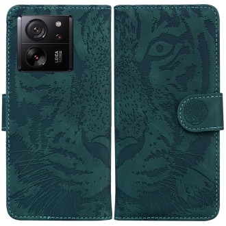 For Xiaomi 13T / 13T Pro / Redmi K60 Ultra Tiger Embossing Pattern Leather Phone Case(Green)