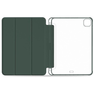 For iPad Pro 12.9 2022 / 2021 / 2020 3-fold Shockproof Smart Leather Tablet Case(Deep Green)