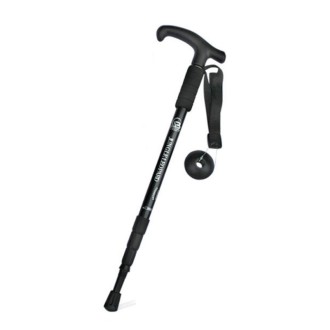 JUNGLELEOPARD Four-Section Curved Handle Aluminum Alloy Trekking Pole, Length: 52-110cm(Black)