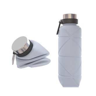 700ml Outdoor Silicone Folding Water Cup Telescopic Water Bottle Travel Drinking Cup With Carabiner(Grey)