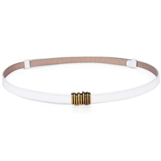 Women Leather Thin Belt With Suits And Dresses Slim Waist Versatile Waist Chain Retro Belt(White)