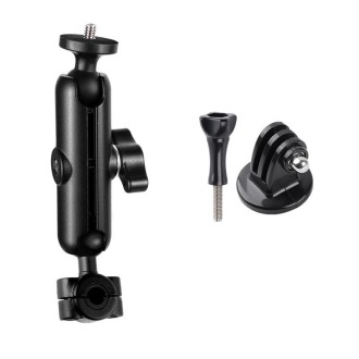 9cm Connecting Rod 20mm Ball Head Motorcycle Rearview Mirror Fixed Mount Holder with Tripod Adapter & Screw for GoPro Hero12 Bla