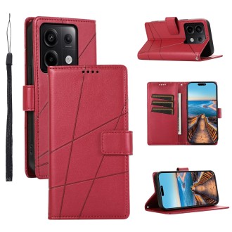 For Xiaomi Redmi Note 13 Pro 5G PU Genuine Leather Texture Embossed Line Phone Case(Red)