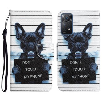 For Xiaomi Redmi Note 11 Pro Global Colored Drawing Leather Phone Case(Black Dog)