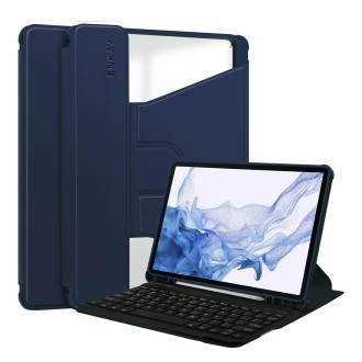 For Samsung Galaxy Tab S9 ENKAY 360 Degree Rotation Leather TPU Smart Case with Wireless Keyboard(Dark Blue)