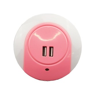 A78B LED Night Light With USB Port Intelligent Light Control Sensor Light, Plug:AU Plug(Pink)