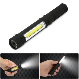 Multifunction Portable Mini COB LED Working Light Pen Style Outdoor Flashlight(Black)