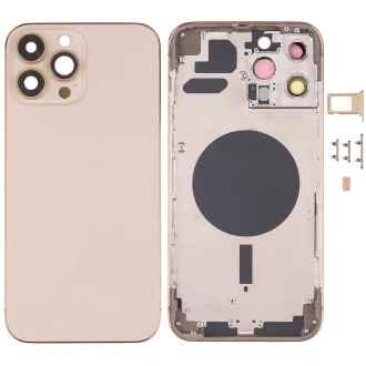 Back Housing Cover with SIM Card Tray & Side  Keys & Camera Lens for iPhone 13 Pro Max(Gold)