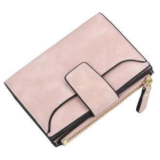 Baellerry Large Capacity Ladies Short Wallet Multifunctional Multi-card Coin Purse(Light Pink)