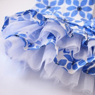 Pet Clothes Spring and Summer Cotton Small Dog Princess Pet Skirt, Size:L(Blue Maple Leaf)