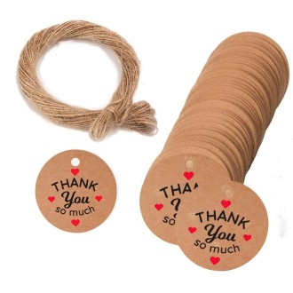 100pcs /Pack Kraft Paper Gift Tag With 20m Hemp Rope(L-12)