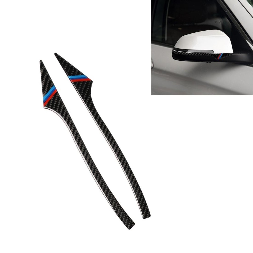 Three Color B Carbon Fiber Car Rearview Mirror Bumper Strip Decorative Sticker for BMW 5 Series E60 2008-2010 / F10 2011-2017 / 