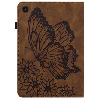 For Samsung Galaxy Tab S5e T720/T725 Big Butterfly Embossed Leather Tablet Case(Brown)