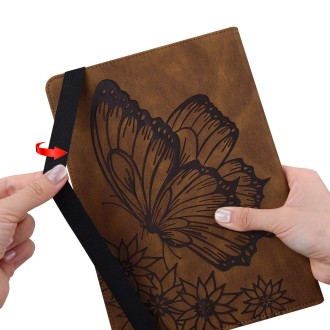 For Samsung Galaxy Tab S5e T720/T725 Big Butterfly Embossed Leather Tablet Case(Brown)