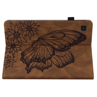 For Samsung Galaxy Tab S5e T720/T725 Big Butterfly Embossed Leather Tablet Case(Brown)