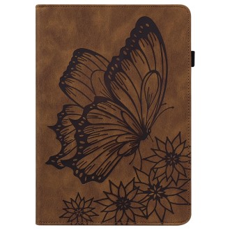 For Samsung Galaxy Tab S5e T720/T725 Big Butterfly Embossed Leather Tablet Case(Brown)