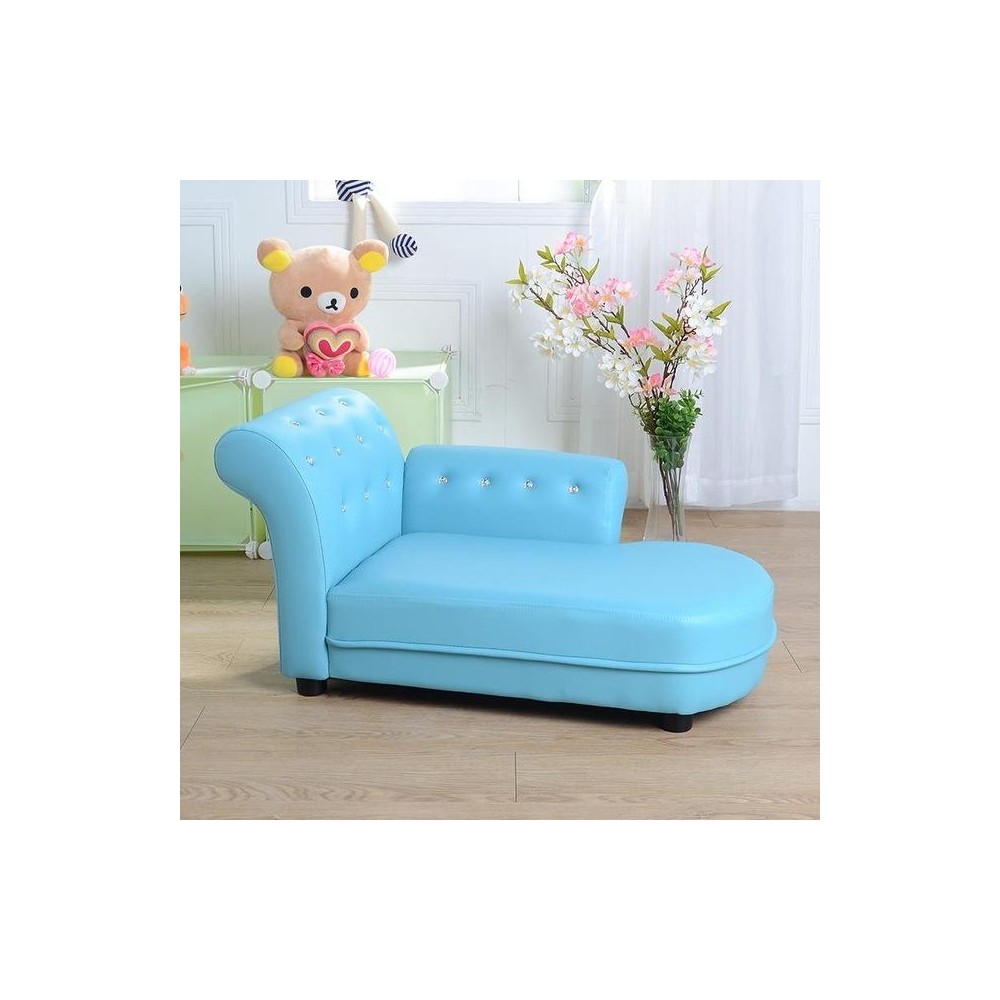 Fashion Kindergarten Leather Art Child Seat Children Sofa Chair Sponge Recliner(Blue)