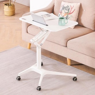 D10 Universal Wheel Standing Computer Desk Movable Lifting Desk(White Frame White Board)