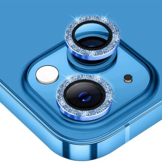 For iPhone 15 / 15 Plus ENKAY Hat-Prince Glitter Rear Lens Aluminium Alloy Tempered Glass Film(Blue)