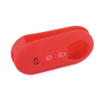 For Fiat 500 2pcs Folding 3 Button Remote Control Silicone Case(Red)