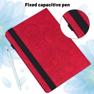 For Amazon Fire Max 11 Peacock Embossed Pattern Leather Tablet Case(Red)