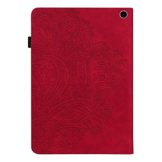 For Amazon Fire Max 11 Peacock Embossed Pattern Leather Tablet Case(Red)