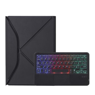 Z098B-AS Pen Slot Touchpad Backlight Bluetooth Keyboard Leather Tablet Case For iPad Air 10.9 2022/2020(Black)